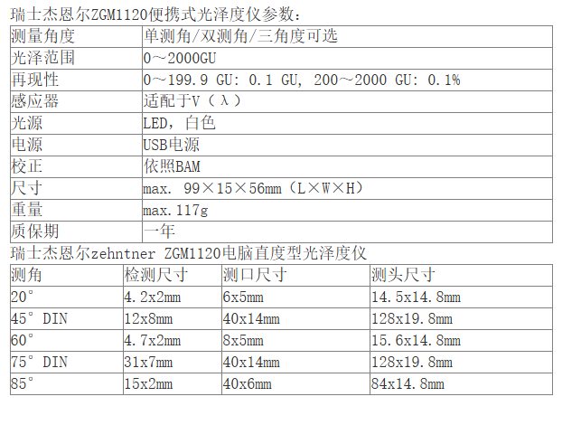 瑞士ZEHNTNER杰恩爾 光澤儀 ZGM 1120 20°60°(圖1) 瑞士ZEHNTNER杰恩爾 光澤儀 ZGM 1120 20°60°(圖1)